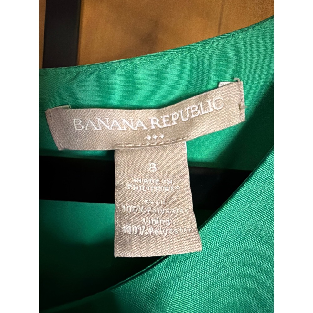 Banana Republic Green White Floral Sleeveless Shift Dress Size 8 Keyhole Back